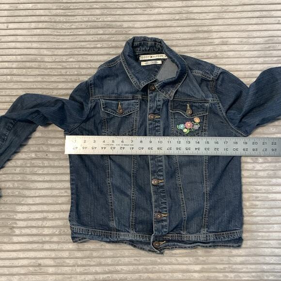 Vintage 2005 Tommy Hilfiger Floral Embroidered Denim Jean Jacket Women's Medium - Picture 6 of 8